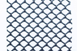 Black Plastic netting with a diamond shaped mesh.