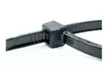 Close up of ratchet mechanism of black nylon cable tie.