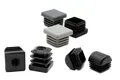 A selection of square tube inserts. Flat Top, domed top and threaded.