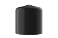 Side view of a round, black, flexible non-phthalate dip moulded protective cap.