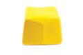 Top of yellow box beam protection cap on white background.