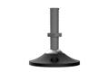Side view of 3D modelled tilt and glide foot. Showing mounting hole on the base and metal threaded stud.