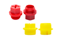 A selection of Plastic BSP threaded plugs in red and yellow.