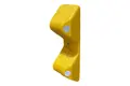 Plastic cap in shape of motorway crash barrier in yellow with pair of reflectors.