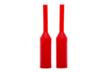 Two red silicone plugs. With a tapered step in the middle.