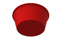An angled view of a 3D modelled red plastic tapered plug.