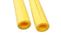 Split yellow foam tubes used for scaffold protection.