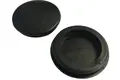 Two black rubber blanking plugs. Opposite ways up.