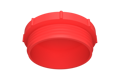 An angled view of a 3D modelled red plastic metric Threaded plug.