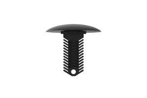 Side view of a 3D modelled black nylon fir tree plug.