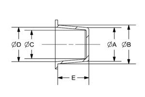 Line drawing of a tapered plug. Showing which dimension corresponds to which letter.