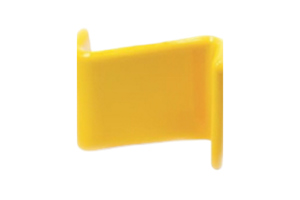 Yellow pvc S shaped cap for Z post protection when installed upside down.