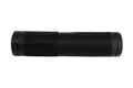 Side view of a black injection moudled rubber grip with fins and ribs.