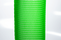 Heavy Duty, green plastic protective netting, stretched over a tube.