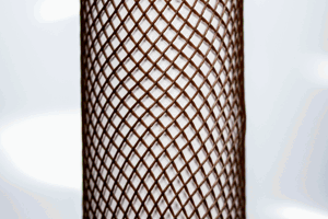 Heavy Duty, brown plastic protective netting, stretched over a tube.