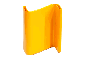 Z shaped protective cap for Z-posts in yellow on white background.