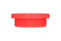 A side view of a 3D modelled red plastic UNF Threaded plug.