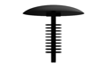 Side view of a 3D modelled black nylon fir tree plug.