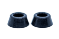 Two black rubber tapered screw on feet.