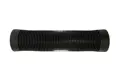 Side view of a black finned injection moulded rubber grip.