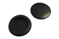 Two black rubber blanking plugs. Opposite ways up.