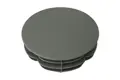 A grey plastic round tube insert with a slightly domed top.
