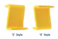 Z post and S post shown together to demonstrate orientation. Yellow PVC post caps.