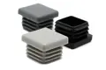 Three plastic square tube inserts. In Black, dark grey and light grey.