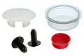 A group of plastic plugs. Panel Plug, Barrel Plug, Fir Tree plugs and a tapered plug.