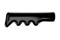 Side profile of a black, glossy PVC angled finger-nub grip.