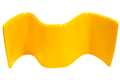 Yellow pvc Armco protection cap in yellow shown standing on end on white background.