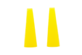 Two yellow Silicone Tapered plugs. Both standing up.